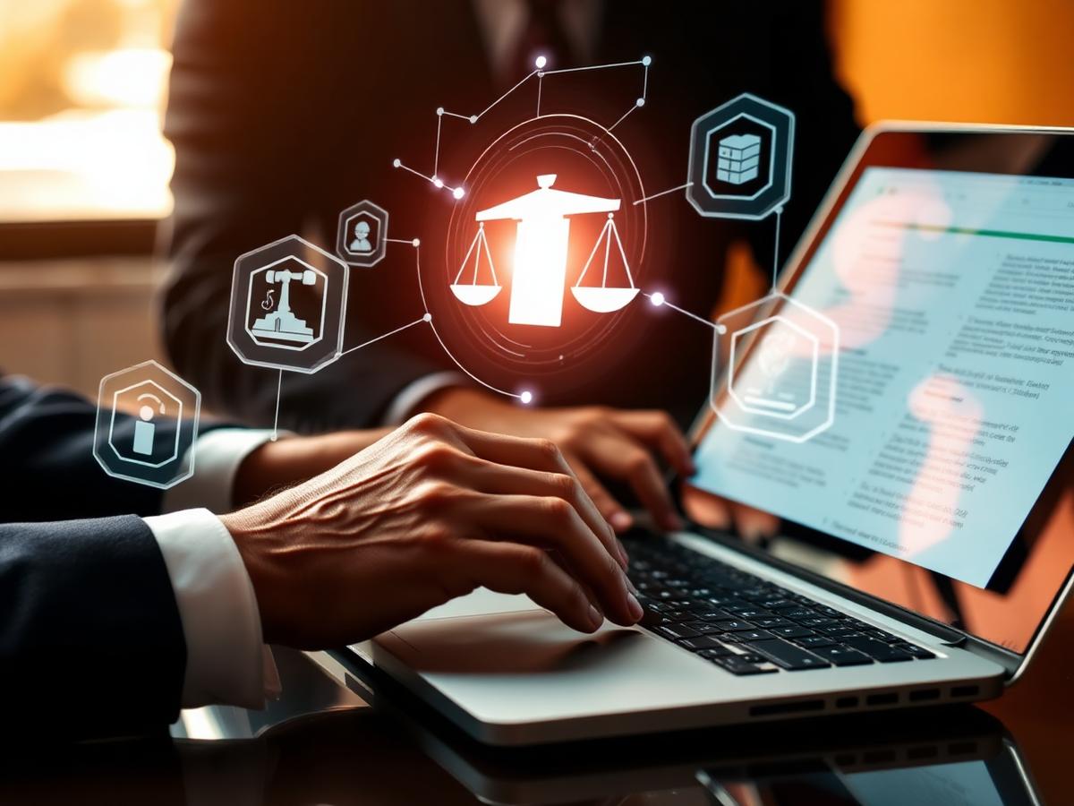 Advogado utilizando ferramentas de IA aplicadas ao Direito